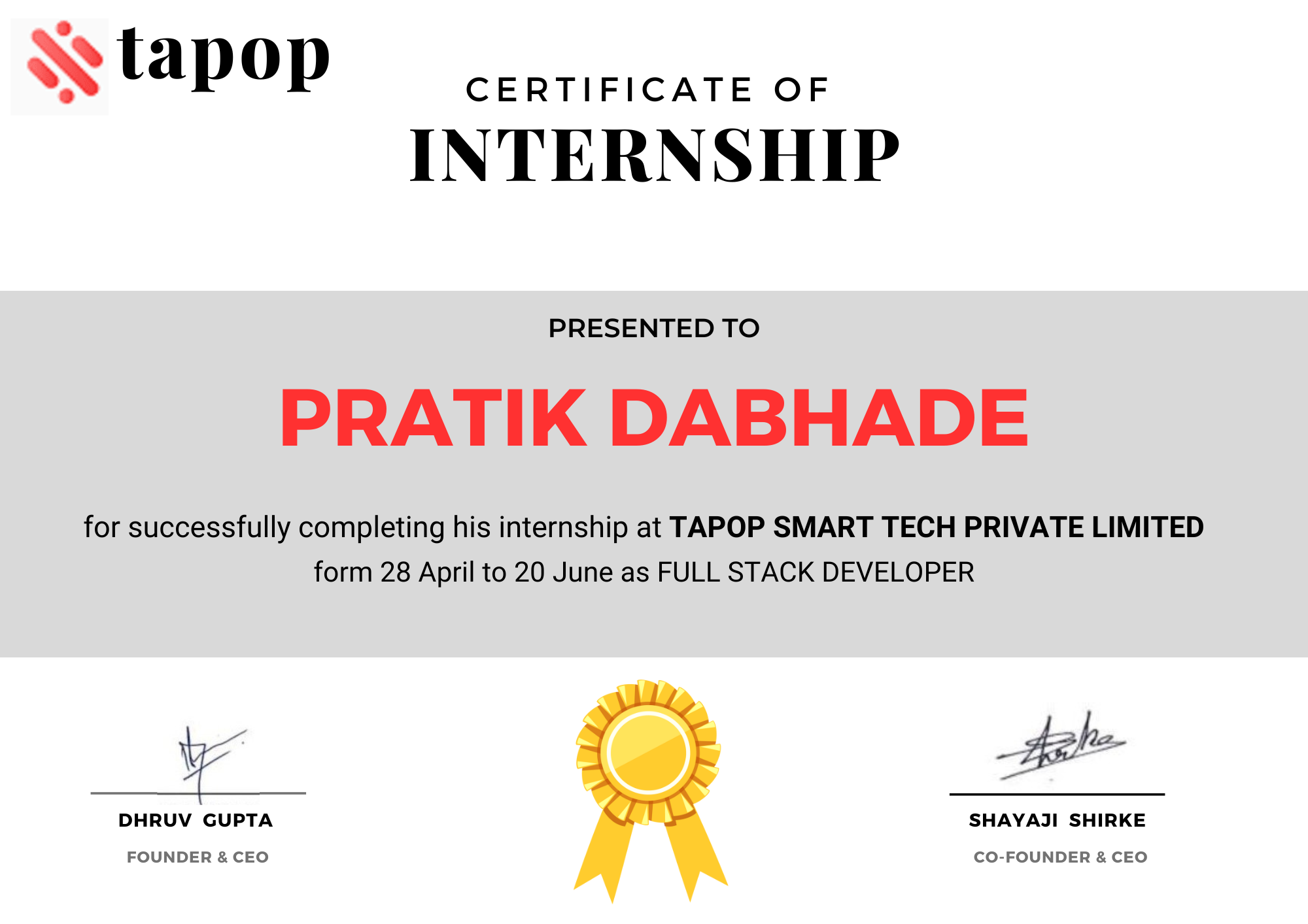 TAPOP INTERNSHIP